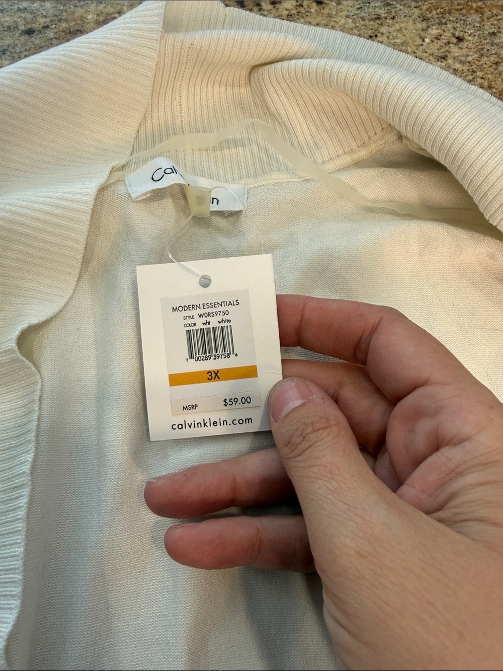 Calvin Klein Cream Open-Front Ribbed Cardigan - Picture 2 of 4